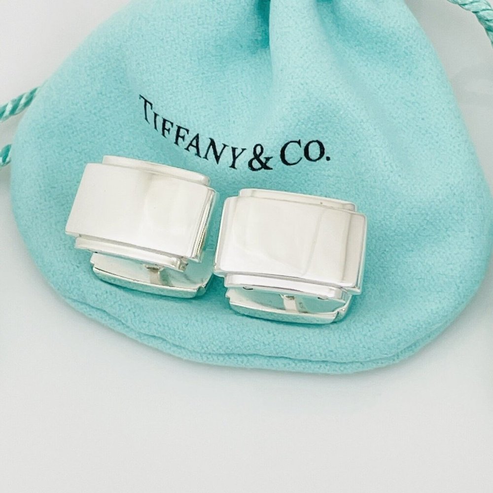 Tiffany Metropolis Cuff Links in Sterling Silver Engravable - Picture 7 of 8